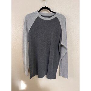 Spurt  Mens Waffle Knit Long Sleeve Raglan Shirt 2XL Cotton Gray/Light Gray